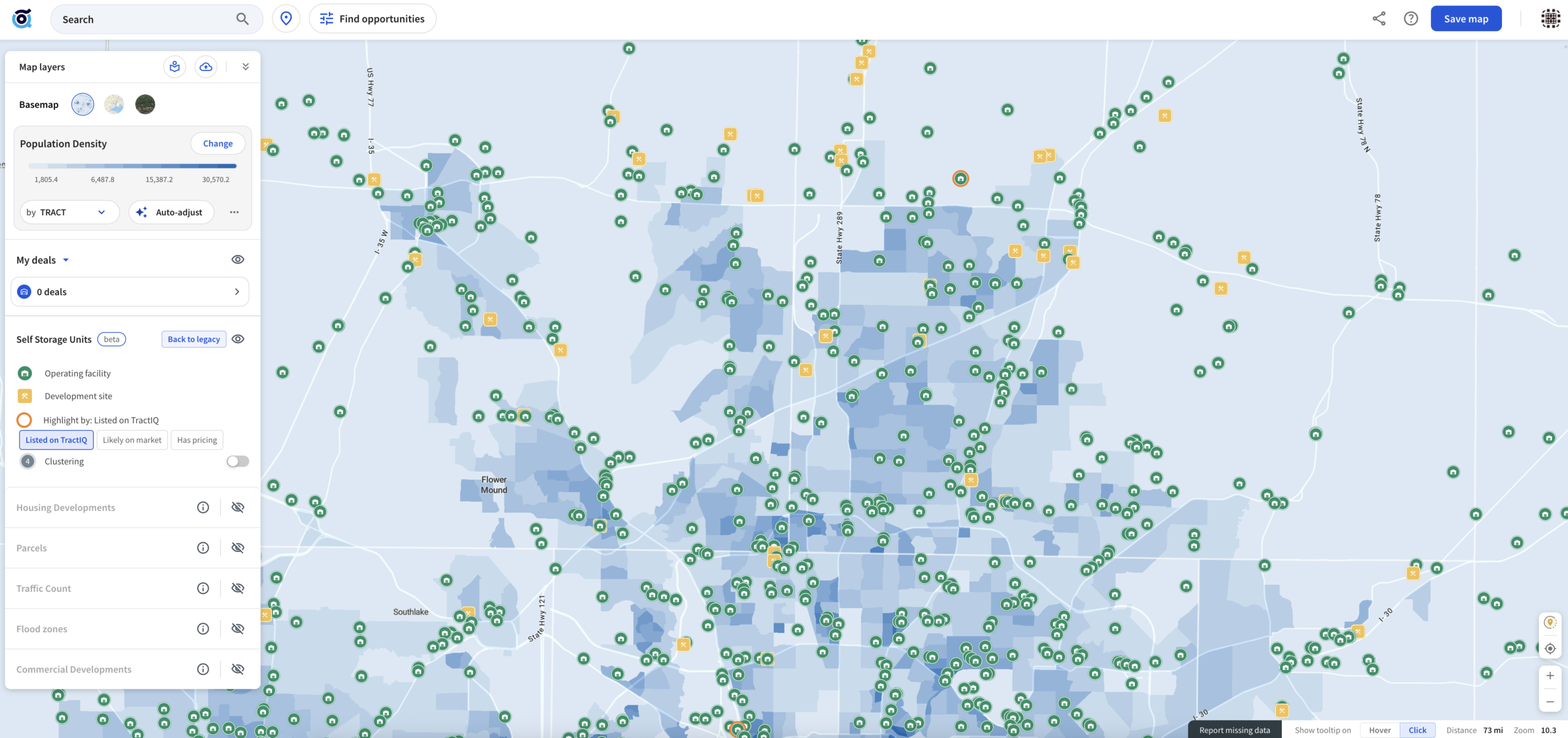 Trade-area map around a listing