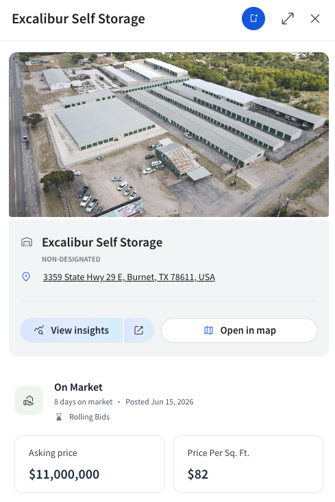 Excalibur Self Storage listing